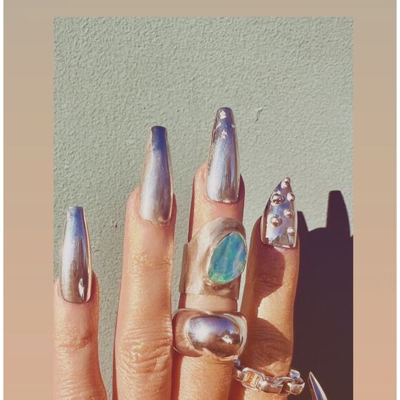 Sterling Silver Nails Diamond inlay, Nail Art, Accessories, Press-On, Accessorie - Picture 4 of 7